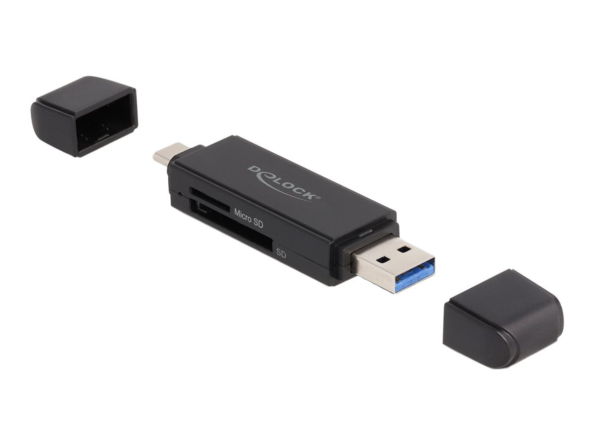DELOCK Card Reader SuperSpeed USB 5 Gbps USB Type-C / Typ-A Vorderansicht