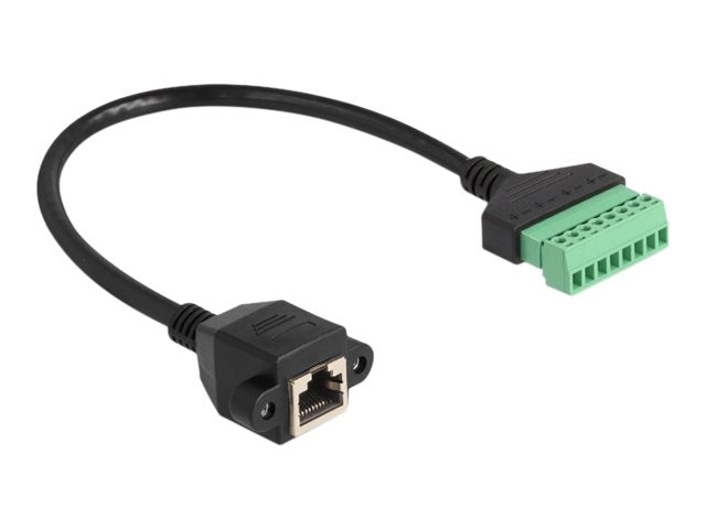 DELOCK RJ45 Kabel Cat.6 Buchse zu Terminalblock Adapter Vorderansicht