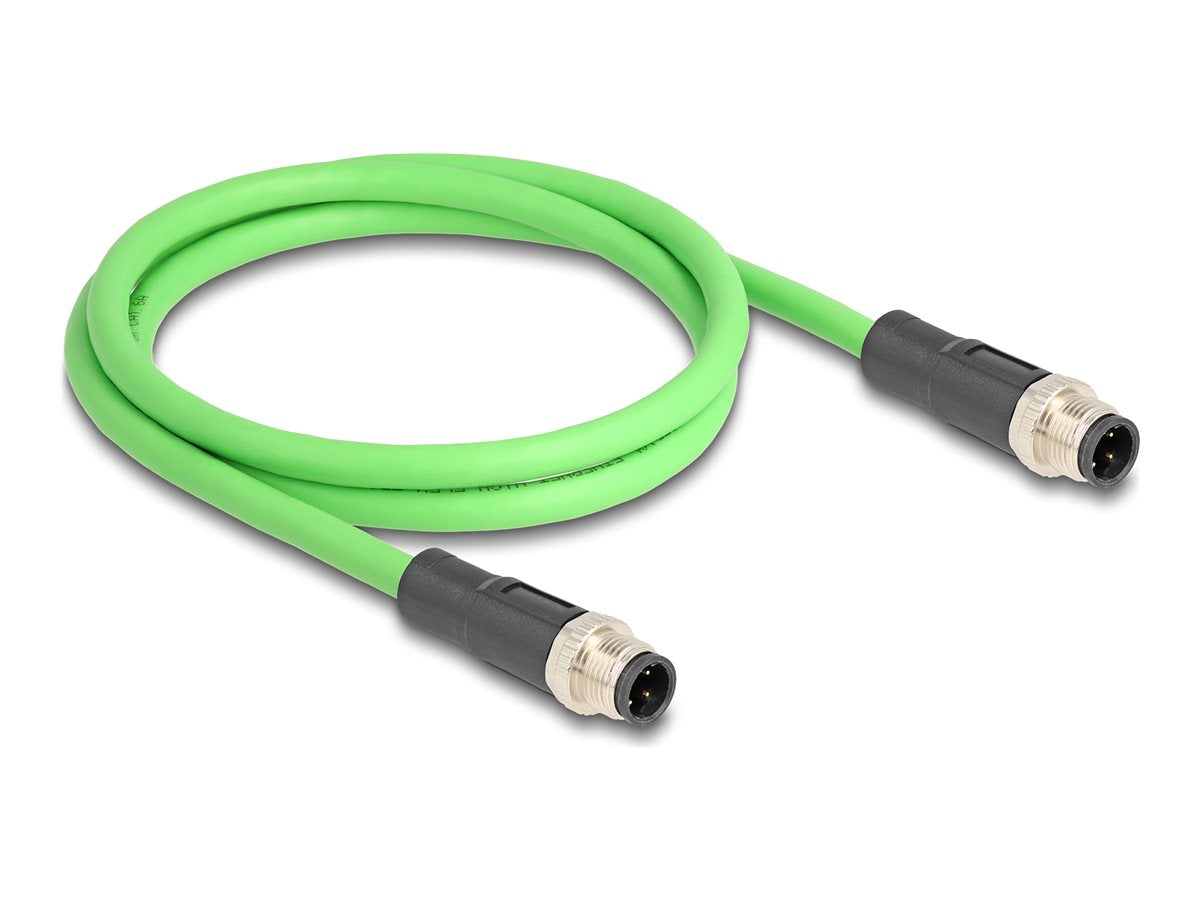 DELOCK M12 Kabel D-kodiert 4 Pin Stecker zu Stecker PUR TPU 1m - Vorderansicht