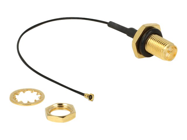 DELOCK Antennenkabel RP-SMA Buchse zum Einbau zu I-PEX Inc. MHF 4 Stecker - Vorderansicht