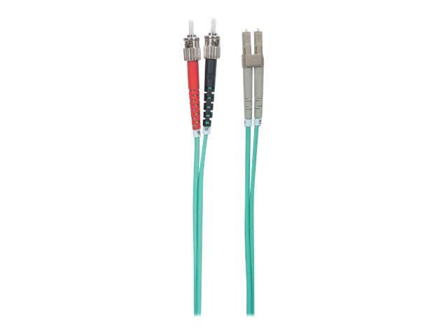 INTELLINET LWL Kabel LC/ST OM3 3m aqua 50/125um Duplex Multimode - Vorderansicht