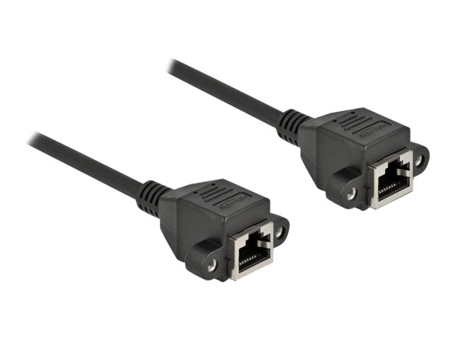 DELOCK Netzwerk Verlängerungskabel S/FTP RJ45 Buchse zu RJ45 Buchse Cat.6A 2m schwarz - Anschlussansicht
