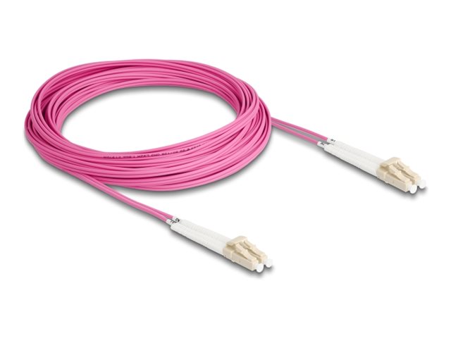 DELOCK LWL Kabel LC Duplex zu LC Duplex Multimode OM4 winkelbar 10m - Vorderansicht