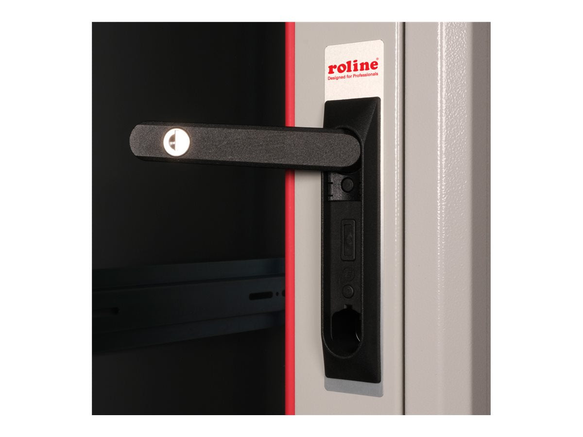 ROLINE Netzwerkschrank Basic 48,26cm 19Zoll 26 HE 600x800 BxT Glastür grau - Seitenansicht