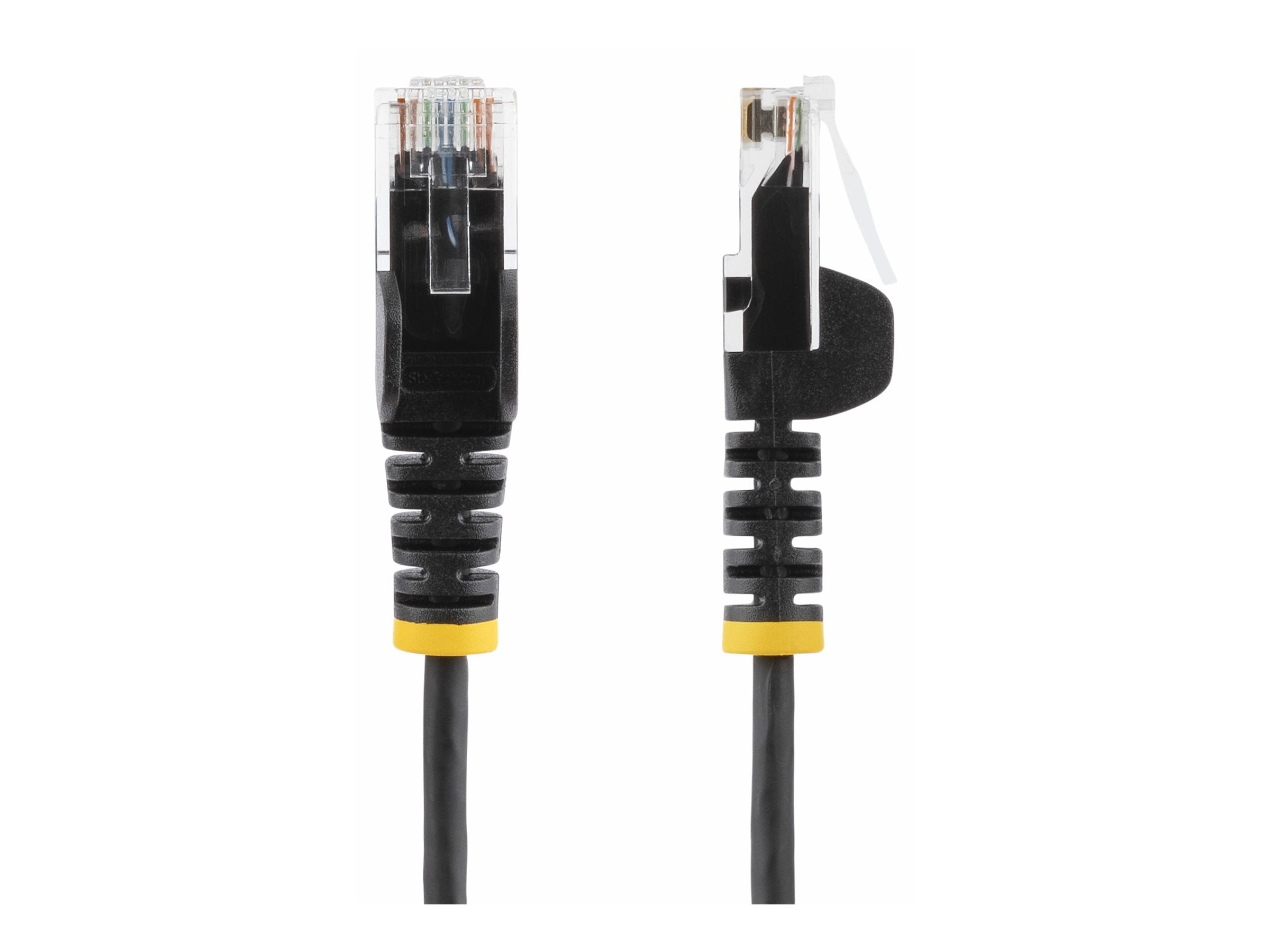 STARTECH.COM 25cm Schwarzes Slim CAT6-Netzwerkkabel 100W PoE Snagless RJ45 LSZH 28AWG Reines Kupfer Patchkabel-Ethernet Kabel