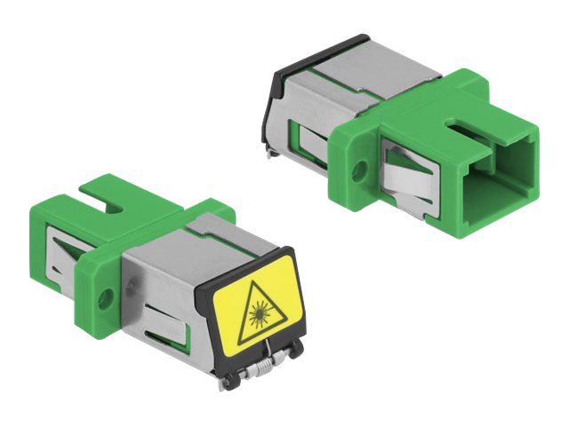 DELOCK LWL Kupplung mit Laserschutzklappe SC Simplex Buchse zu SC Simplex Buchse Singlemode grün