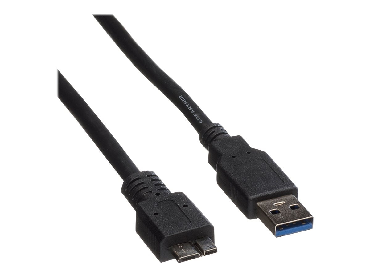 ROLINE USB 3.2 Gen 1 Kabel A ST - Micro B ST schwarz 0,8m Vorderansicht