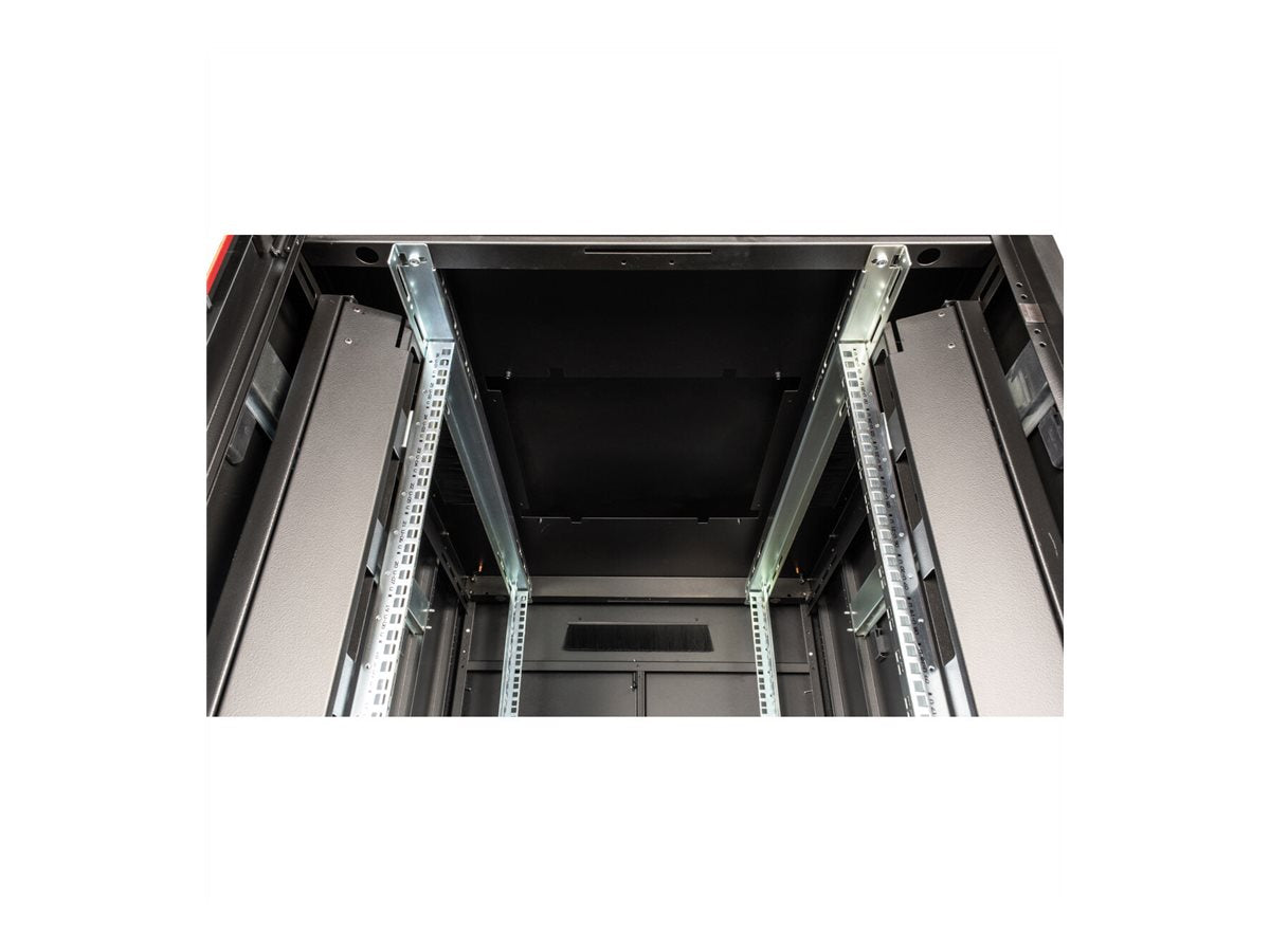 ROLINE Netzwerkschrank Pro 48,26cm 19Zoll 26 HE 800x1000 BxT Glastür schwarz - Detailansicht der Glastür