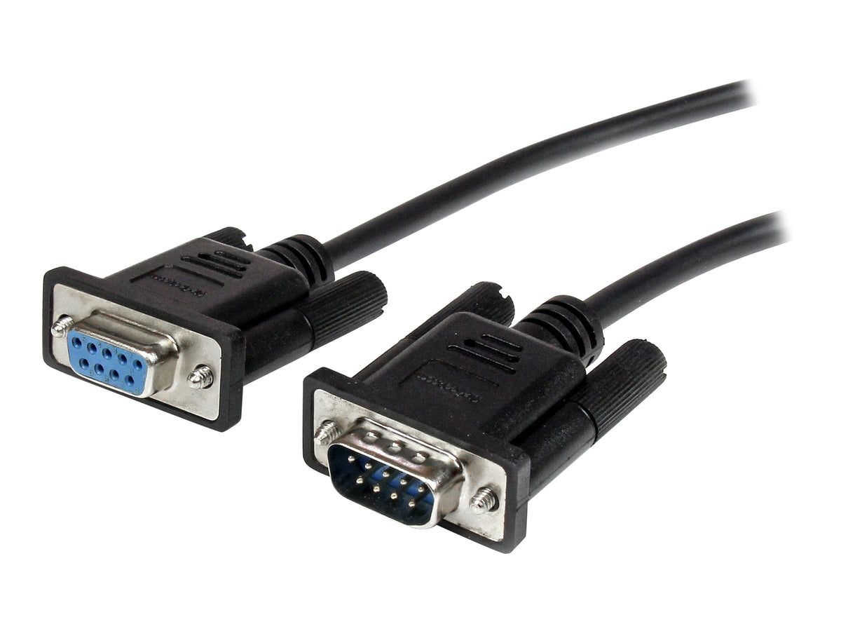 Vorderansicht des STARTECH.COM 2m schwarzen DB9 RS232 seriellen Verlängerungskabels