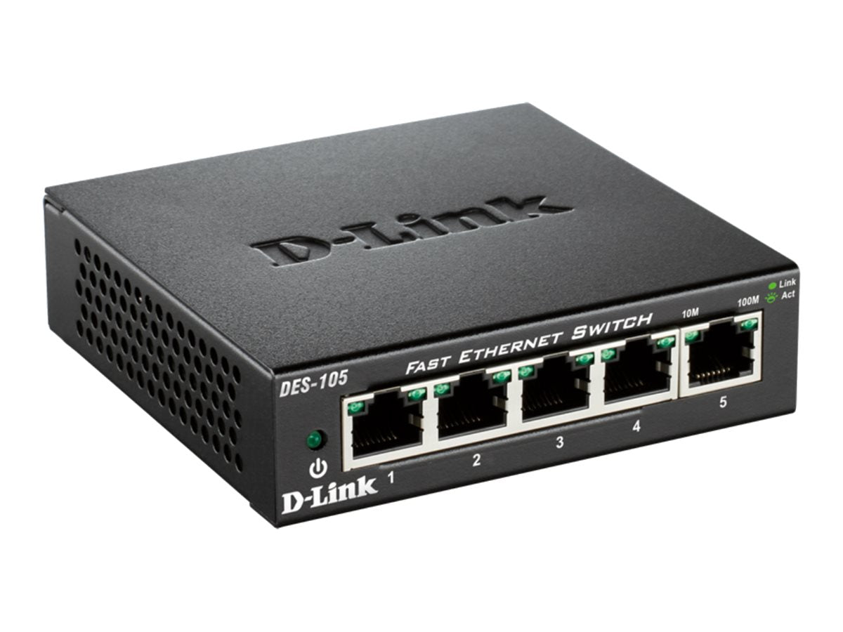 D-LINK DES-105 5-Port Layer2 Fast Ethernet Switch Vorderansicht