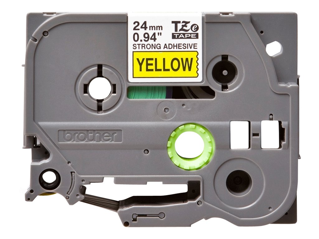 BROTHER P-Touch TZE-S651 schwarz auf gelb Schriftband Anwendung auf rauer Oberfläche