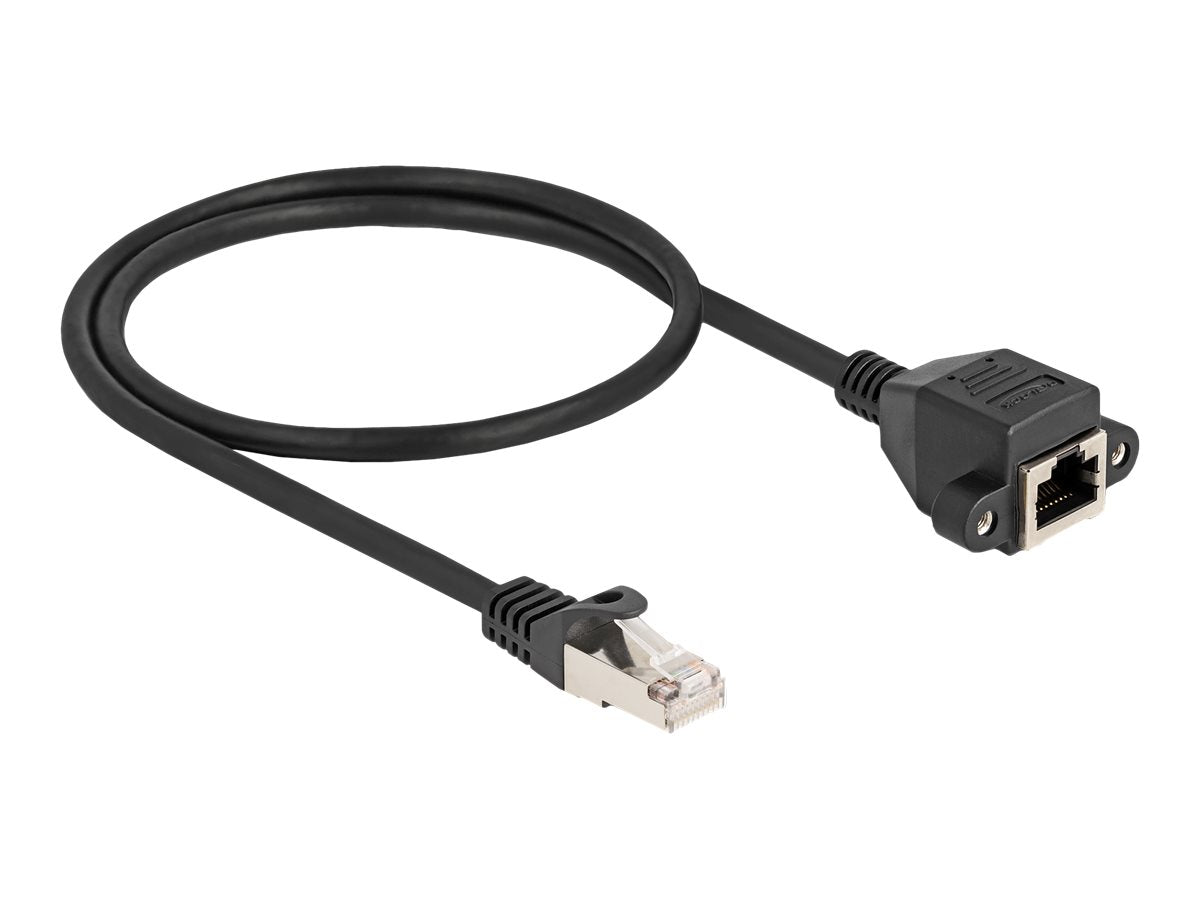 DELOCK RJ50 Verlängerungskabel Stecker zu Buchse S/FTP 0,5m schwarz - Vorderansicht