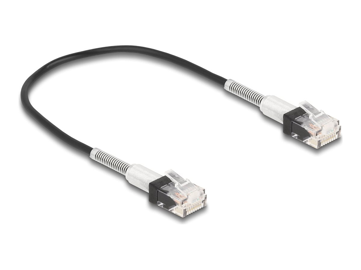 DELOCK RJ45 Netzwerkkabel Cat.6A UTP Slim 0,3 m schwarz - Vorderansicht