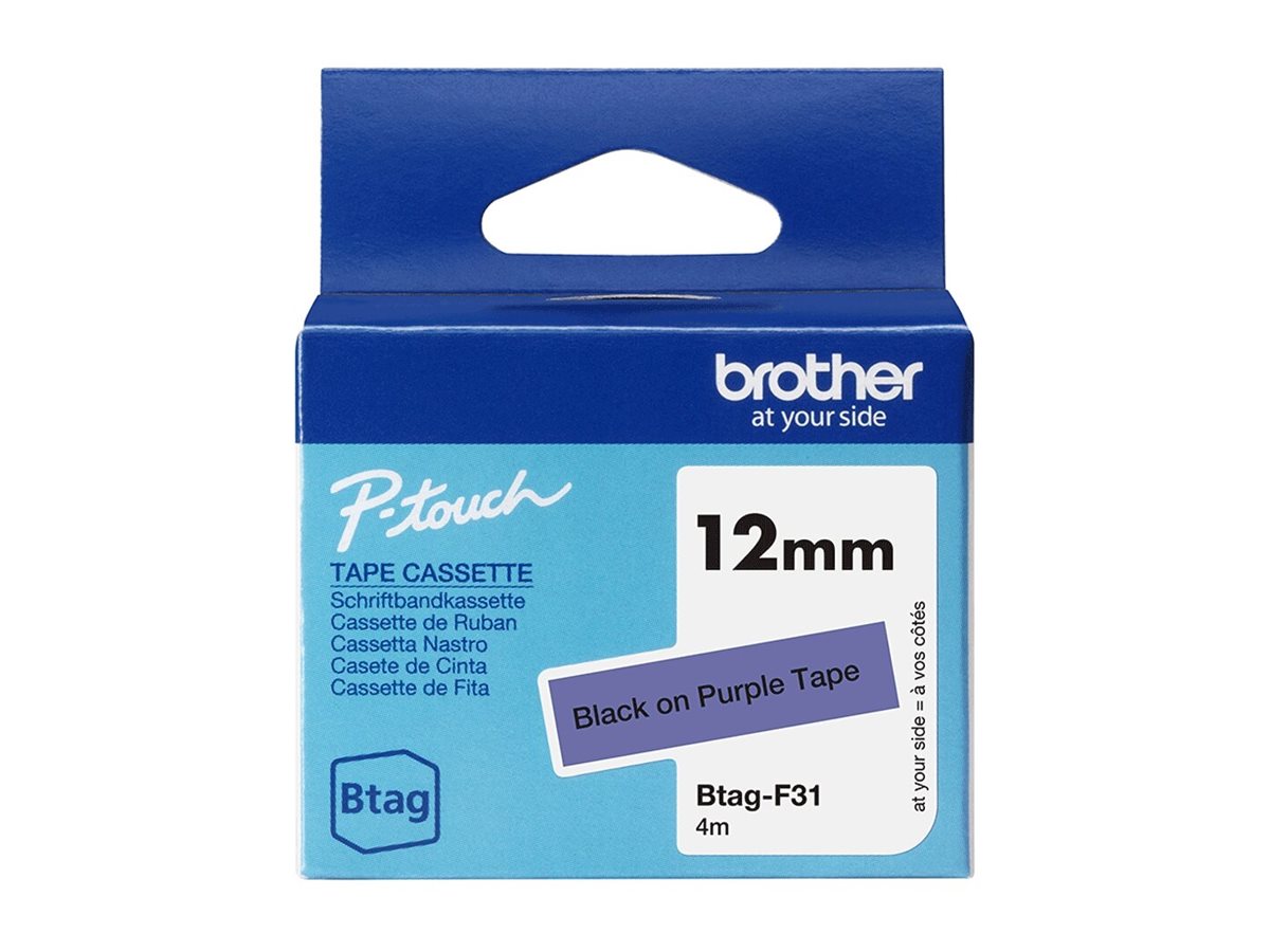 BROTHER 12MM Black on Purple BTAGF31 Ribbon - Vorderansicht