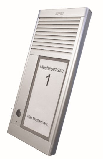 AGFEO DoorSpeak 1 flaches Aluminium-Gehäuse Vorderansicht