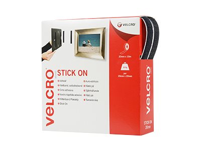 VELCRO Klettband Selbstklebend Haken & Flausch 20mm x 10m Schwarz - Vorderansicht