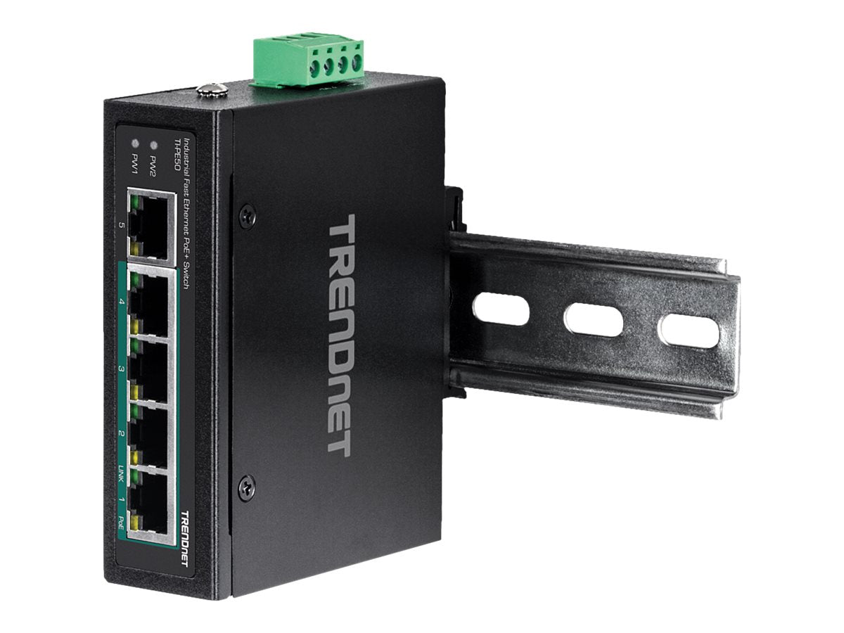 TRENDNET TI-PE50 DIN-Rail Switch Rückansicht