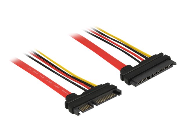 DELOCK Verlängerungskabel SATA 6 Gb/s 22 Pin Stecker > SATA 22 Pin Buchse 5 V + 12 V 10 cm