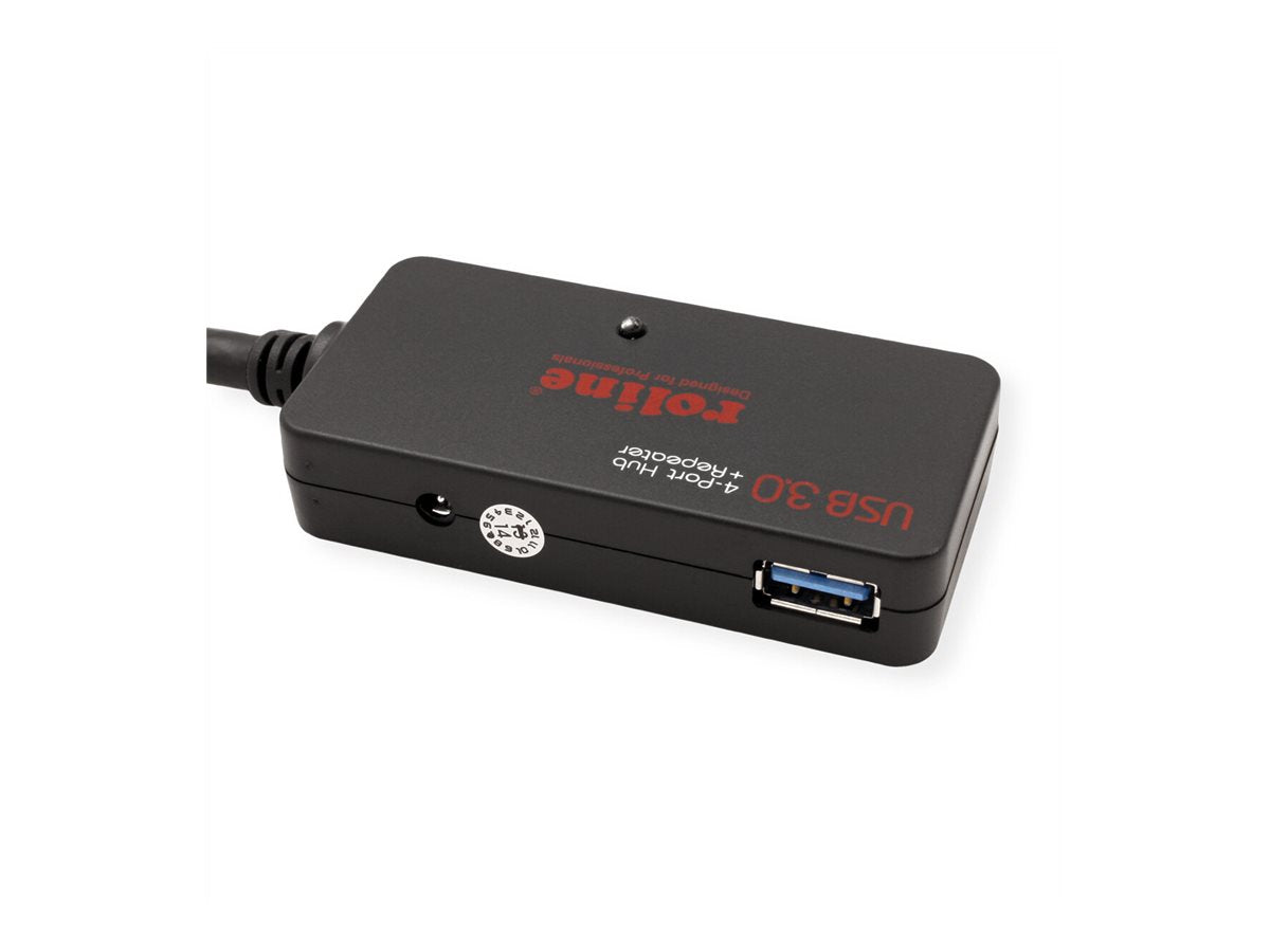 ROLINE USB 3.2 Gen 1 4-Port Hub mit Repeater schwarz 10m Anschlussansicht