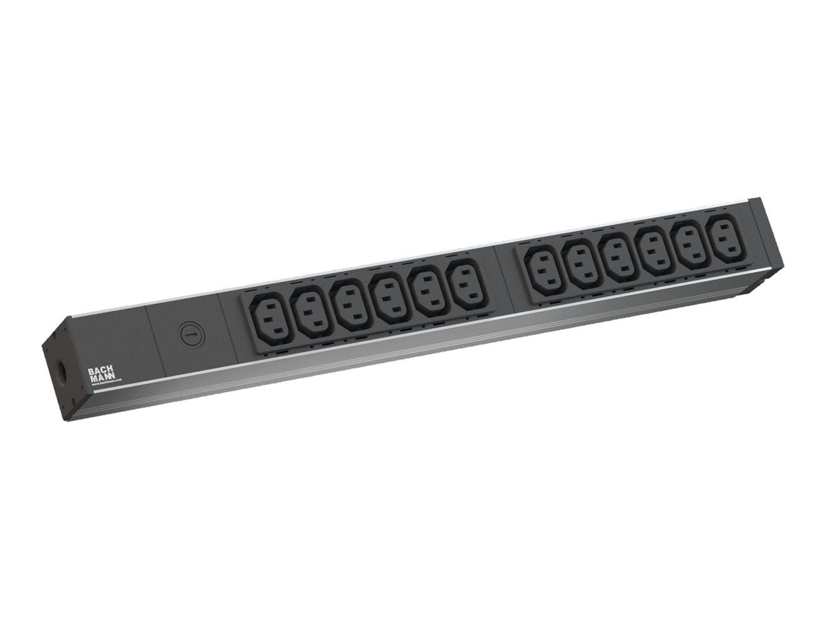 BACHMANN 48,26cm 19Zoll 1HE 12xC13 2,0m CEE7/7 Vorderansicht