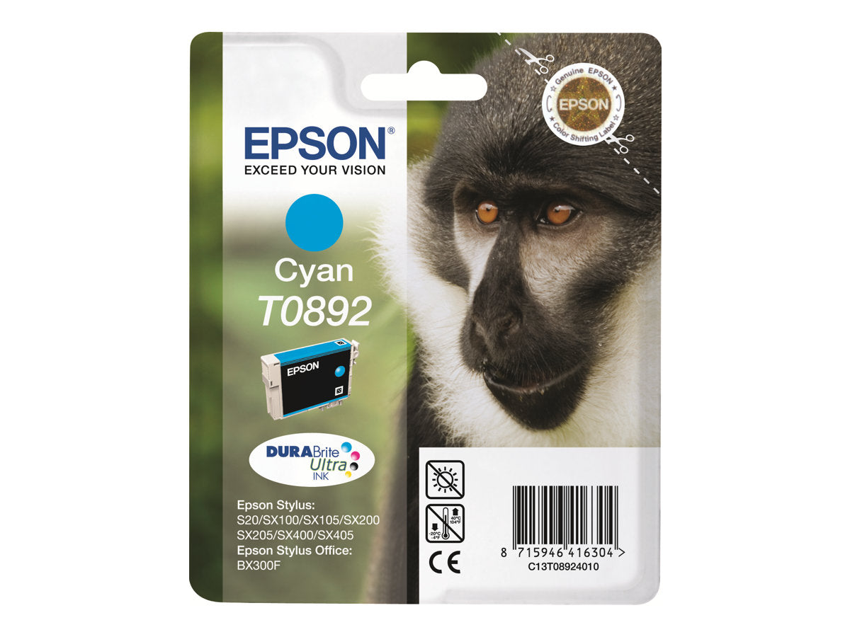 EPSON T0892 Tintenpatrone Cyan Vorderansicht
