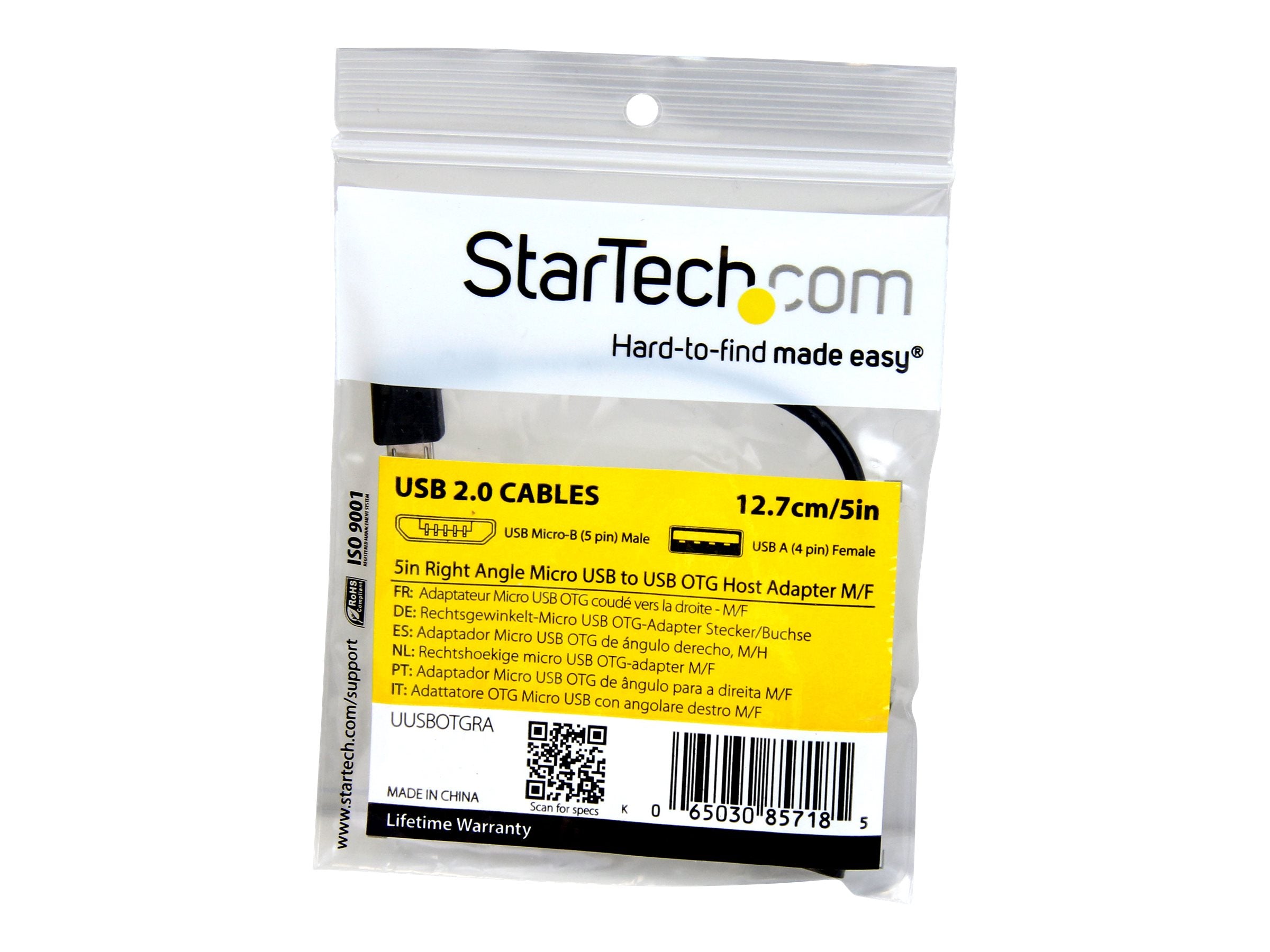 STARTECH.COM 5in Right Angle Micro USB to USB OTG Host Adapter M/F - Verpackung