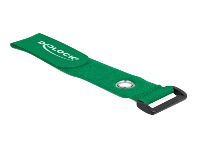 DELOCK Klett-Kabelbinder mit Schlaufe und Befestigungsöse L 280 x B 38mm grün 3 Stück