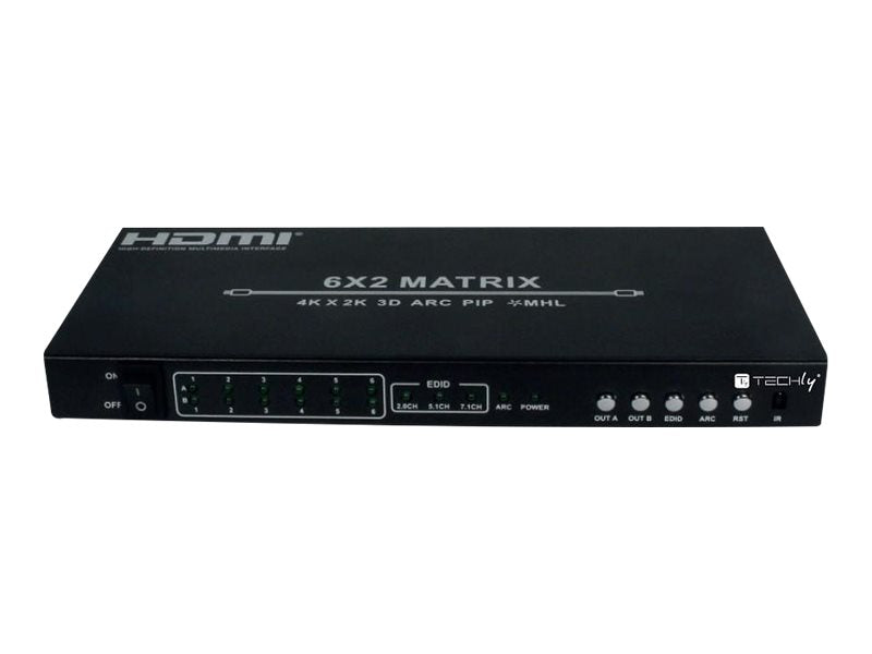 TECHLY HDMI Matrix Switch 6xIN 2xOUT 4K UHD 3D Vorderansicht