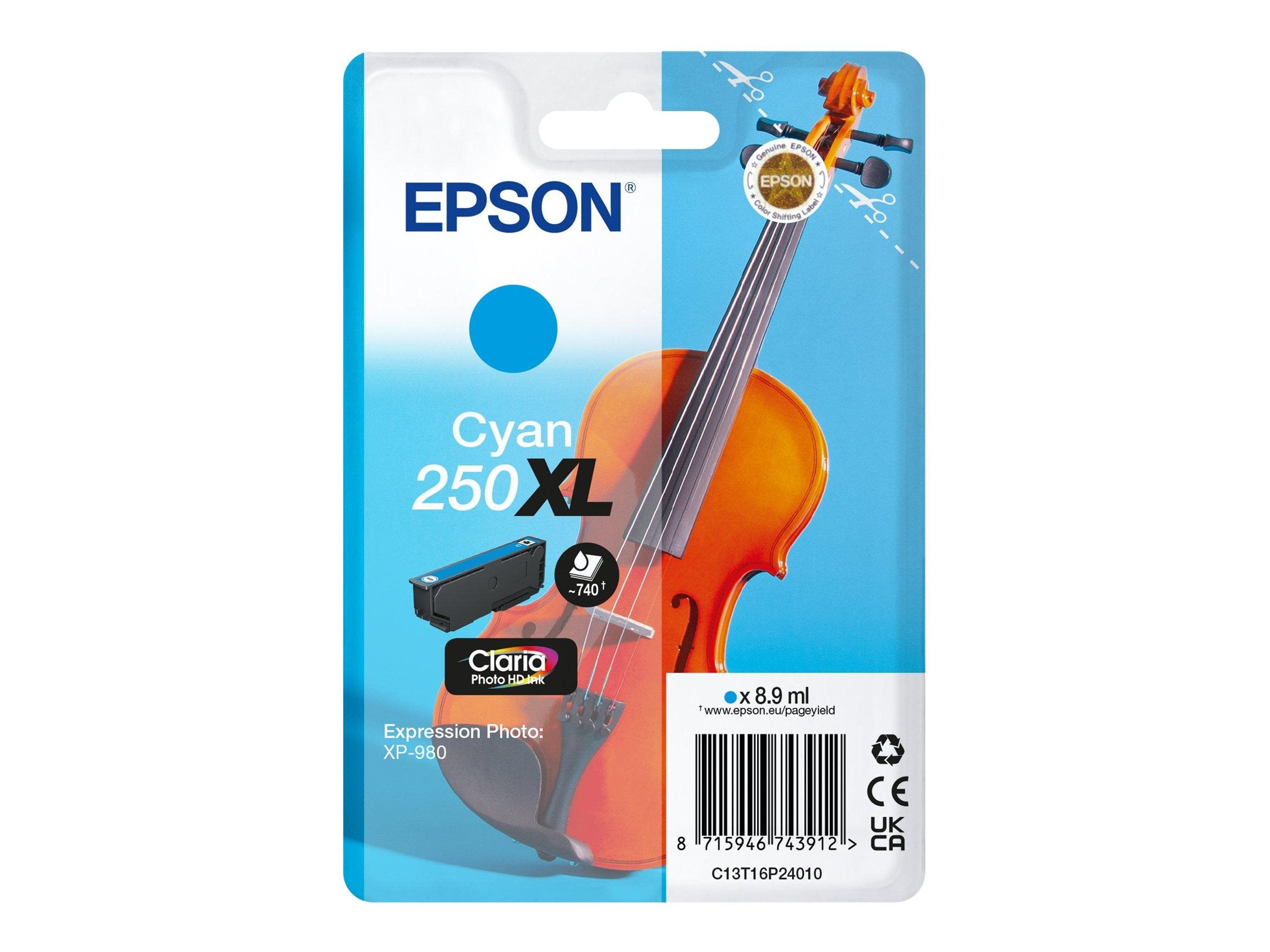 EPSON Singlepack Cyan 250XL ink - Vorderansicht