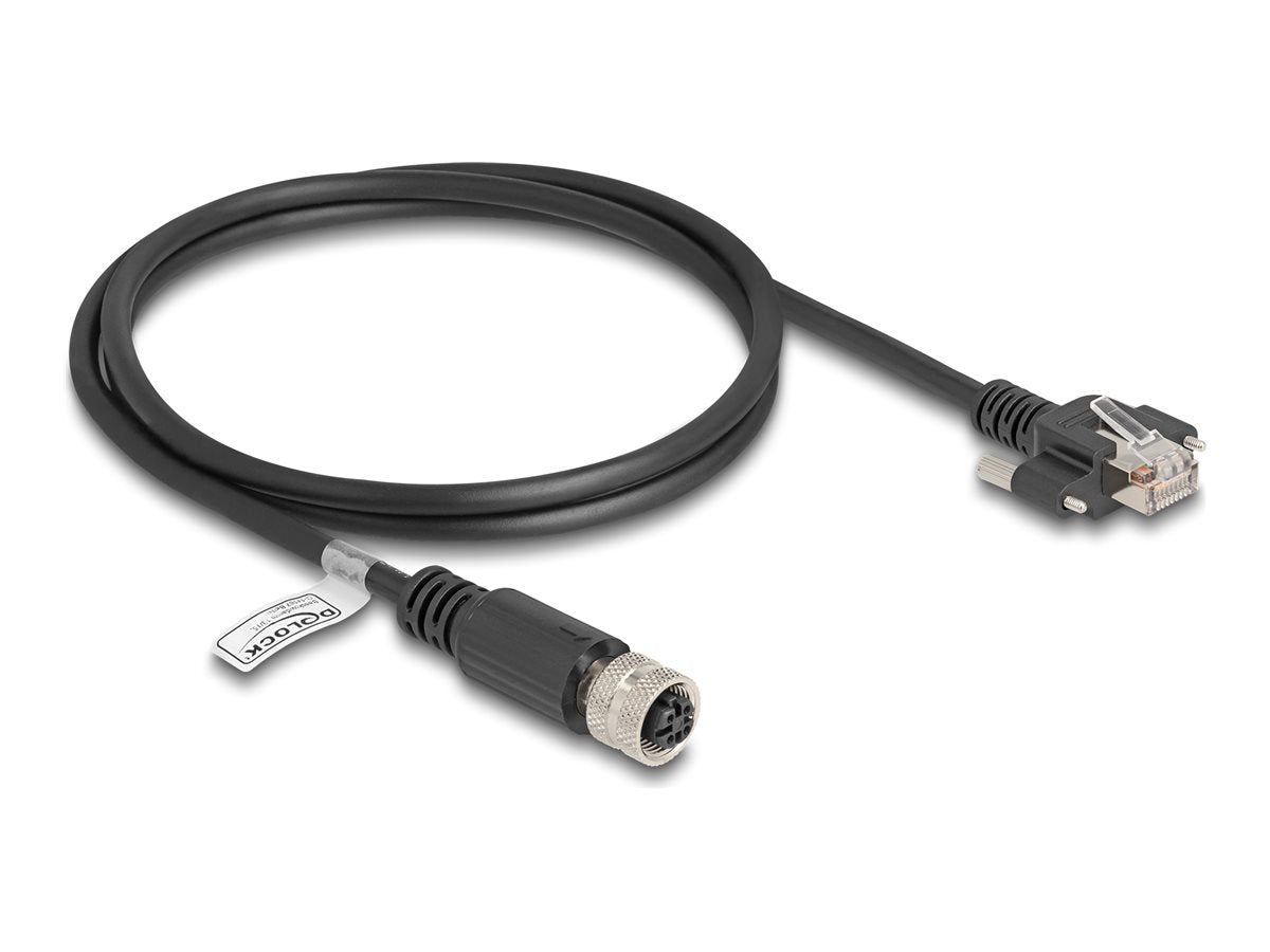 DELOCK M12 Kabel D-kodiert 4 Pin Buchse zu RJ45 Stecker - Vorderansicht