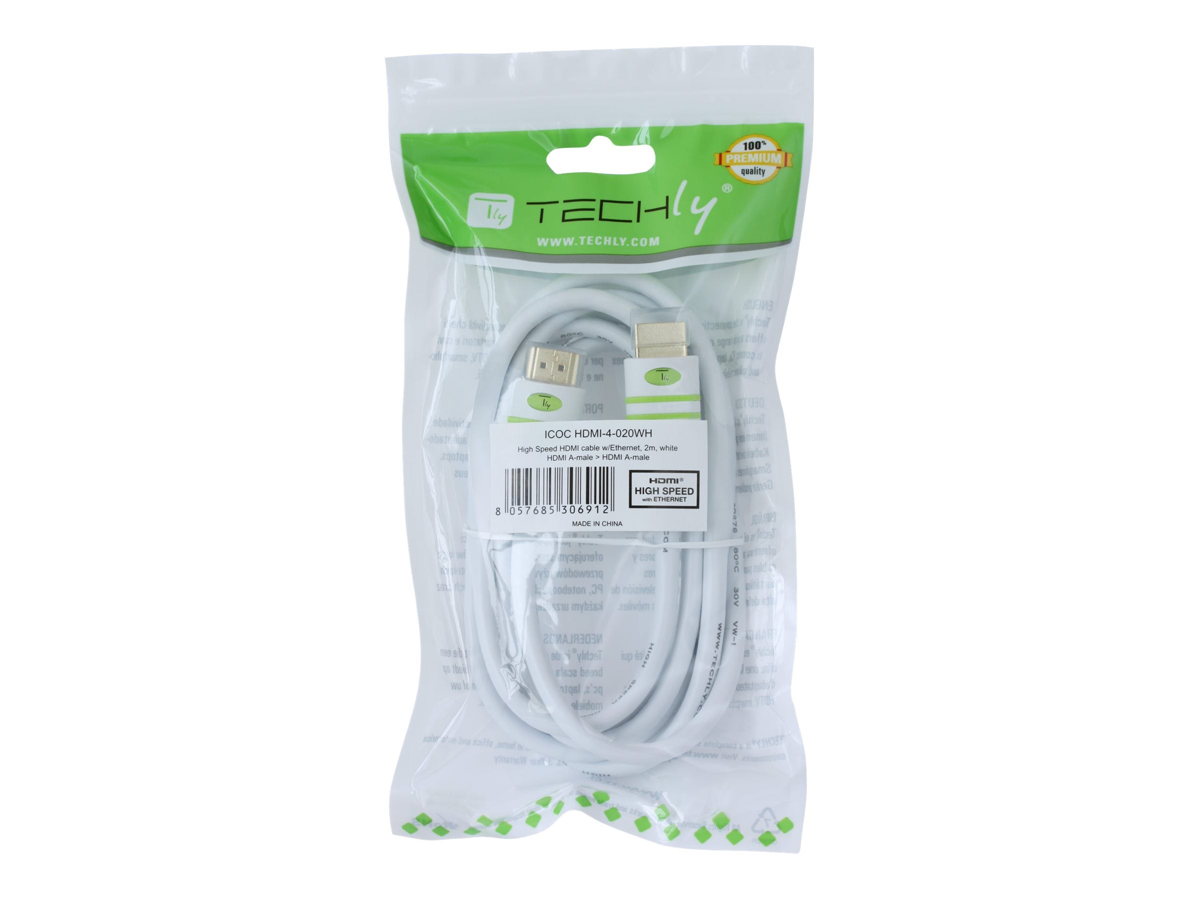 TECHLY HDMI High Speed Kabel mit Ethernet 3m Verpackung