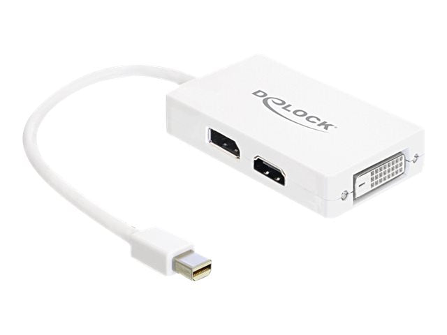 DELOCK Adapter mini Displayport 1.1 Stecker > Displayport / HDMI / DVI Buchse Passiv weiss - Vorderansicht