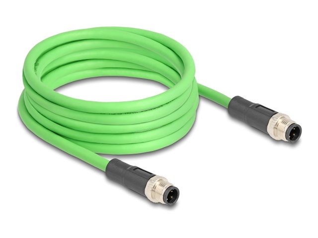 DELOCK M12 Kabel D-kodiert 4 Pin Stecker zu Stecker PUR TPU 5m - Vorderansicht