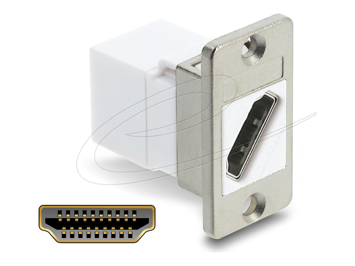 DELOCK Panel Mount HDMI Buchse zu HDMI Buchse diagonal 8K 60 Hz Vorderansicht