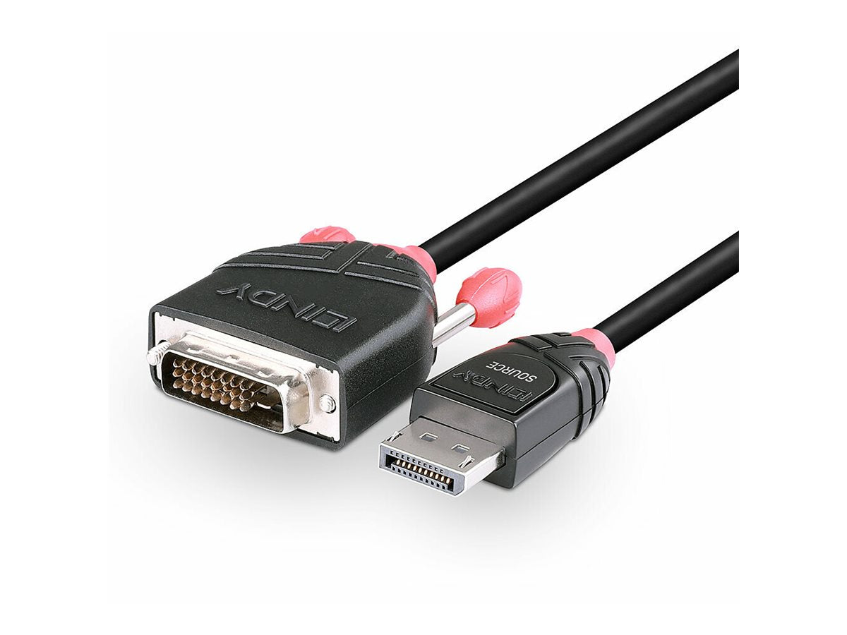LINDY Kabel DisplayPort/DVI-D 1m DP Stecker an DVI-D Stecker - Vorderansicht