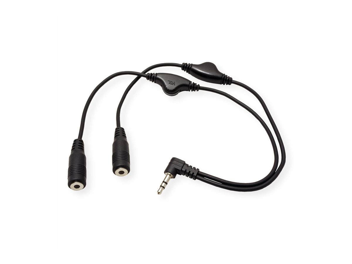 ROLINE Lautsprecher-Y-Kabel 3,5mm Stecker 2x Buchse mit Volumenregler - Vorderansicht