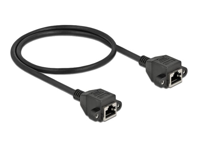 DELOCK Netzwerk Verlängerungskabel S/FTP RJ45 Buchse zu RJ45 Buchse Cat.6A 50cm schwarz - Anschlussansicht