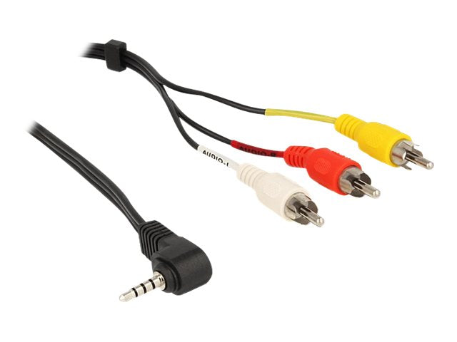 DELOCK Kabel Klinke 3,5mm 4 Pin ST gewinkelt auf 3x Cinch ST 1,5m - Vorderansicht