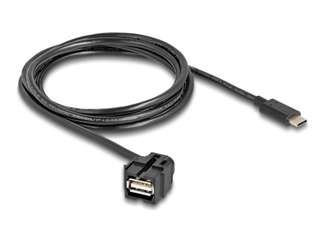 DELOCK Keystone Modul USB 2.0 A Buchse zu USB Type-C Stecker 250° mit Kabel 1,5m - Vorderansicht