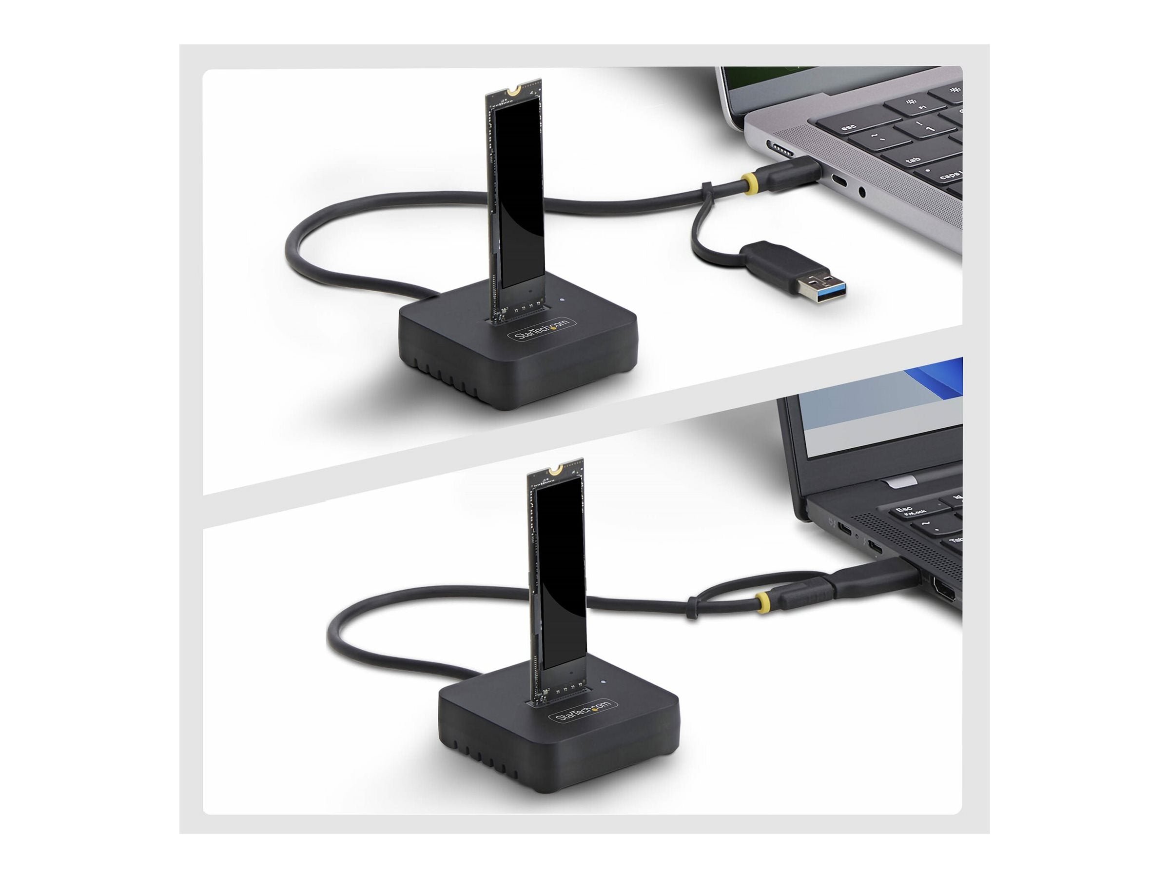 STARTECH.COM USB-C und USB-A auf M.2 NVMe Dock Adapter 10Gbps Tool-Free externer M.2 NVMe SSD Reader B+M und M-Key