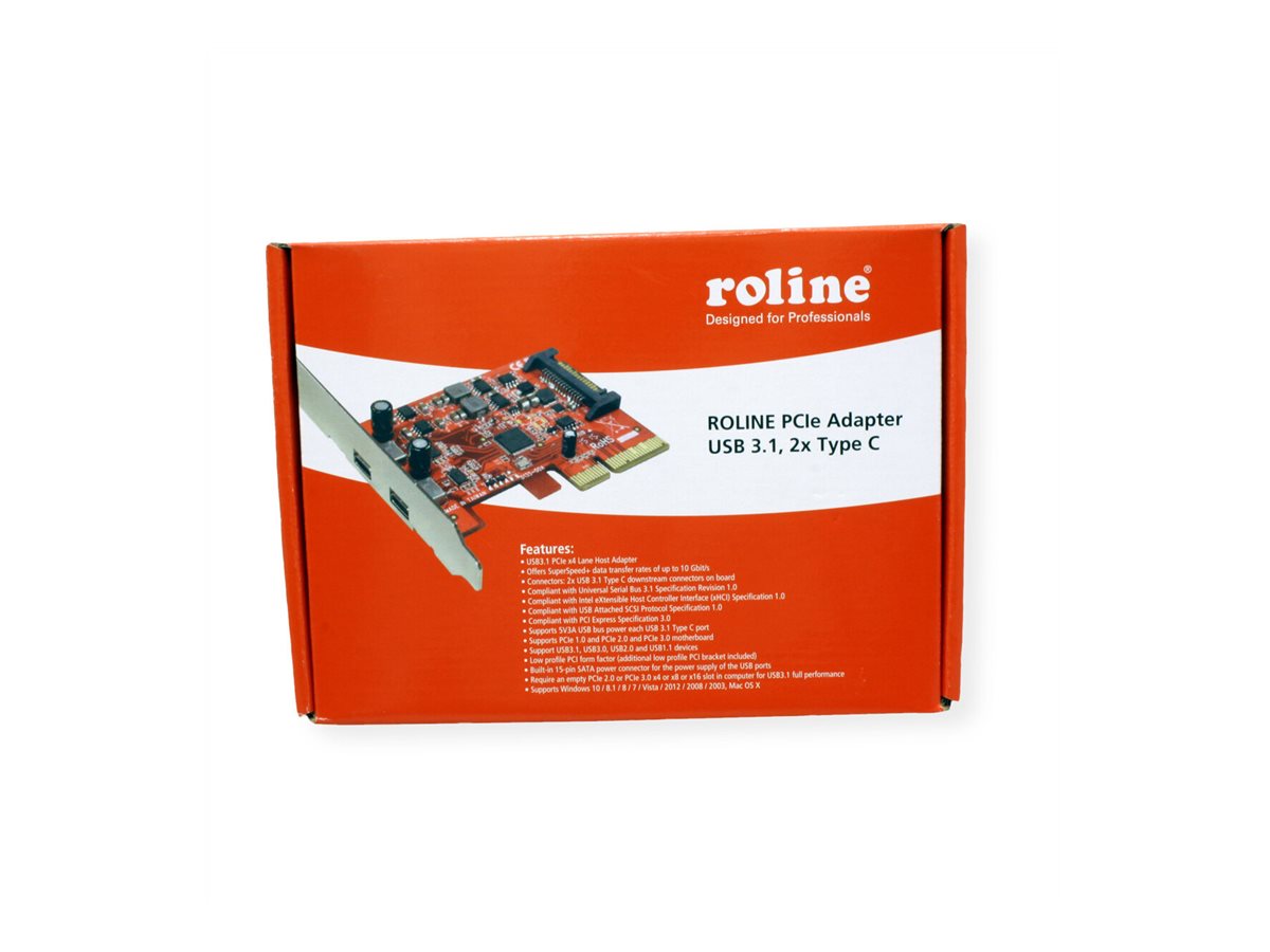ROLINE PCI-Express-Karte USB 3.2 Gen 2 2x USB-C Vorderansicht
