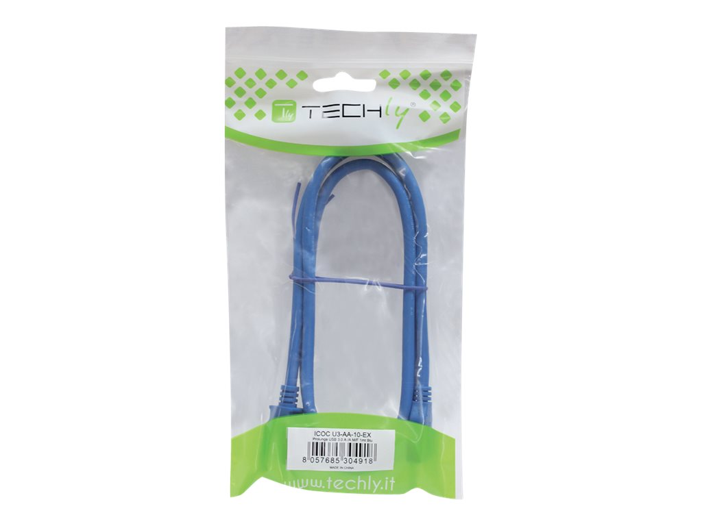 TECHLY USB3.0 Anschlusskabel blau 1m Vorderansicht