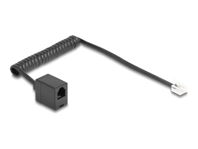DELOCK Telefonkabel RJ11 Stecker zu RJ11 Buchse schwarz 1m - Vorderansicht