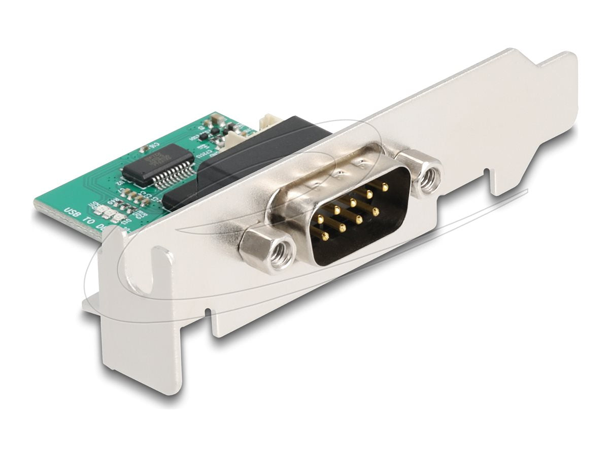 DELOCK USB auf RS-232 Konverter FTDI FT231XS USB 2.0 Pfostenstecker zu D-Sub 9 Stecker mit Low Profile Blende und Kabel 30cm