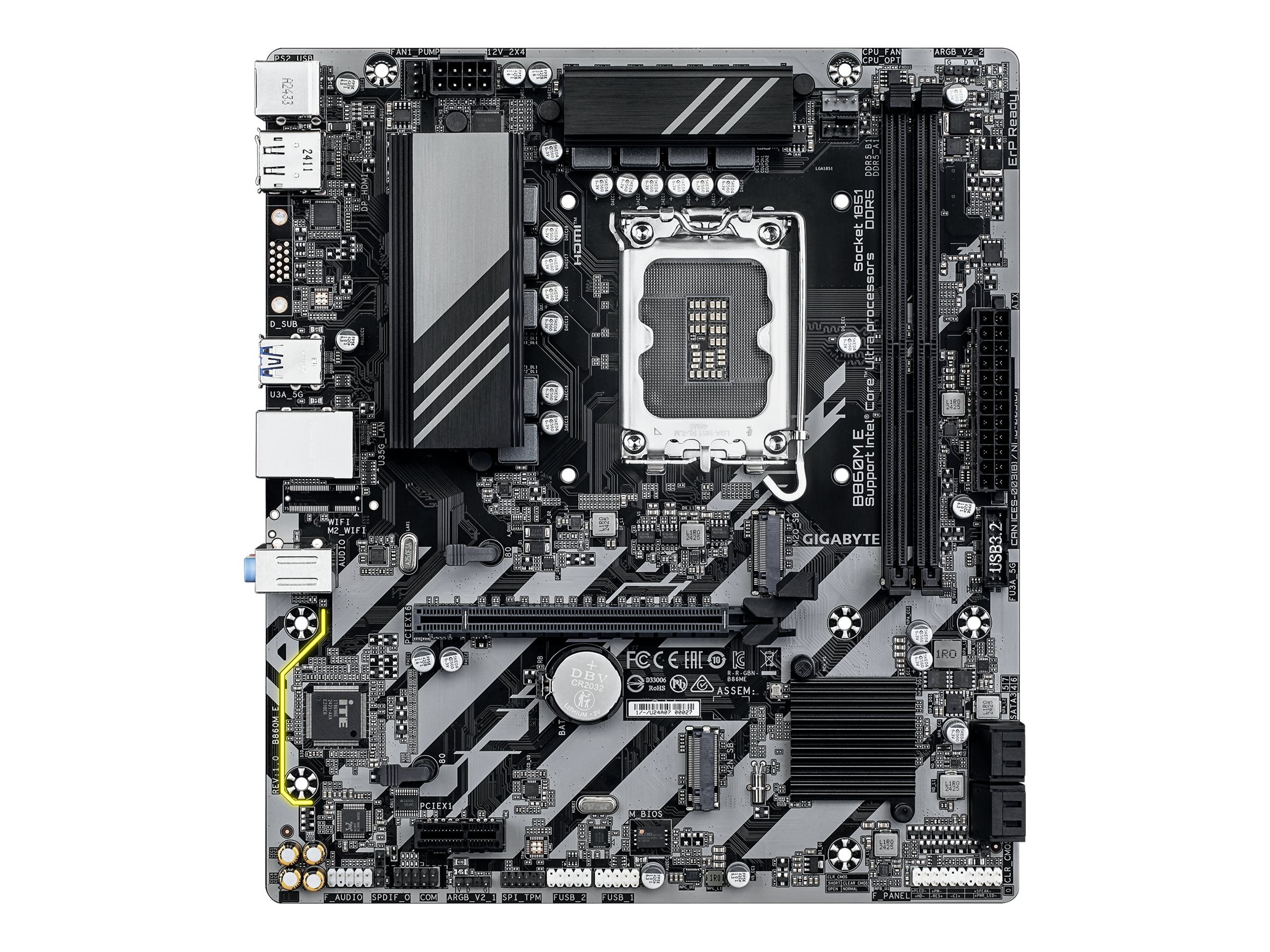 GIGABYTE B860M E Motherboard Vorderansicht