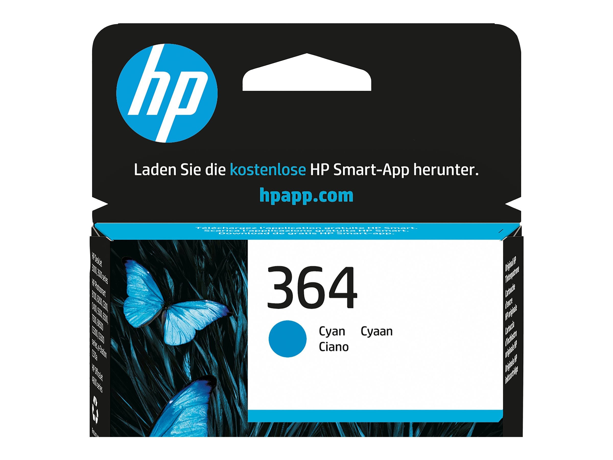 HP 364 original Tintenpatrone CB318EE BA1 cyan Verpackung