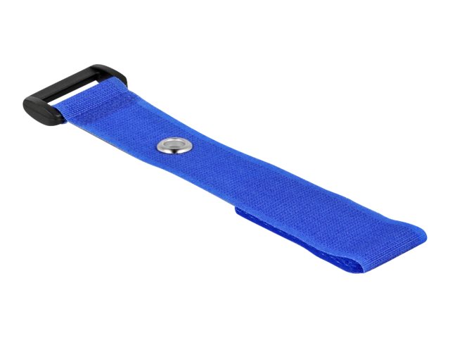 DELOCK Klett-Kabelbinder mit Schlaufe und Befestigungsöse L 190 x B 25mm blau 5 Stück