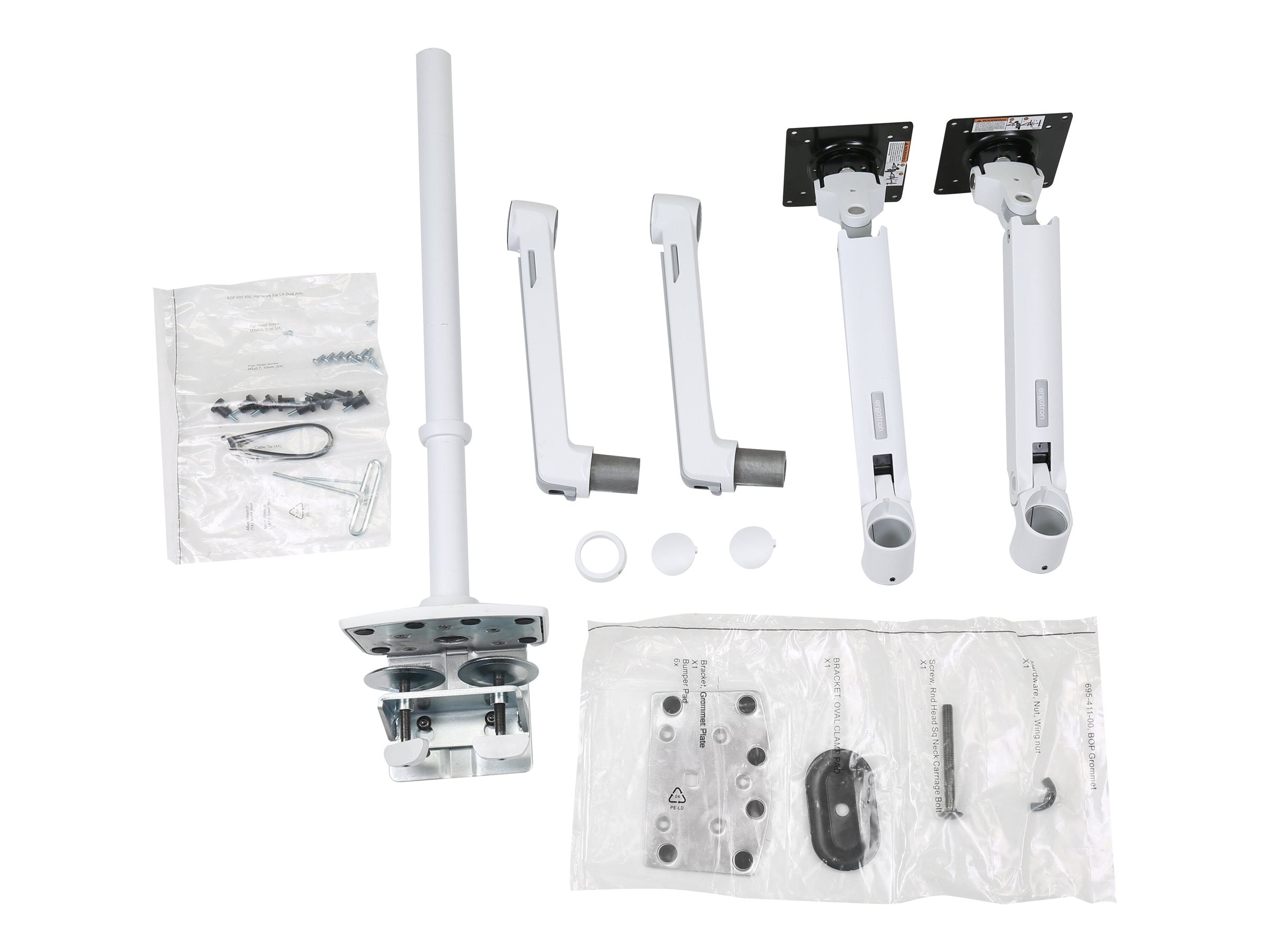 ERGOTRON LX-Dual-Stacking-Arm hohe Säule weiß - Detailansicht