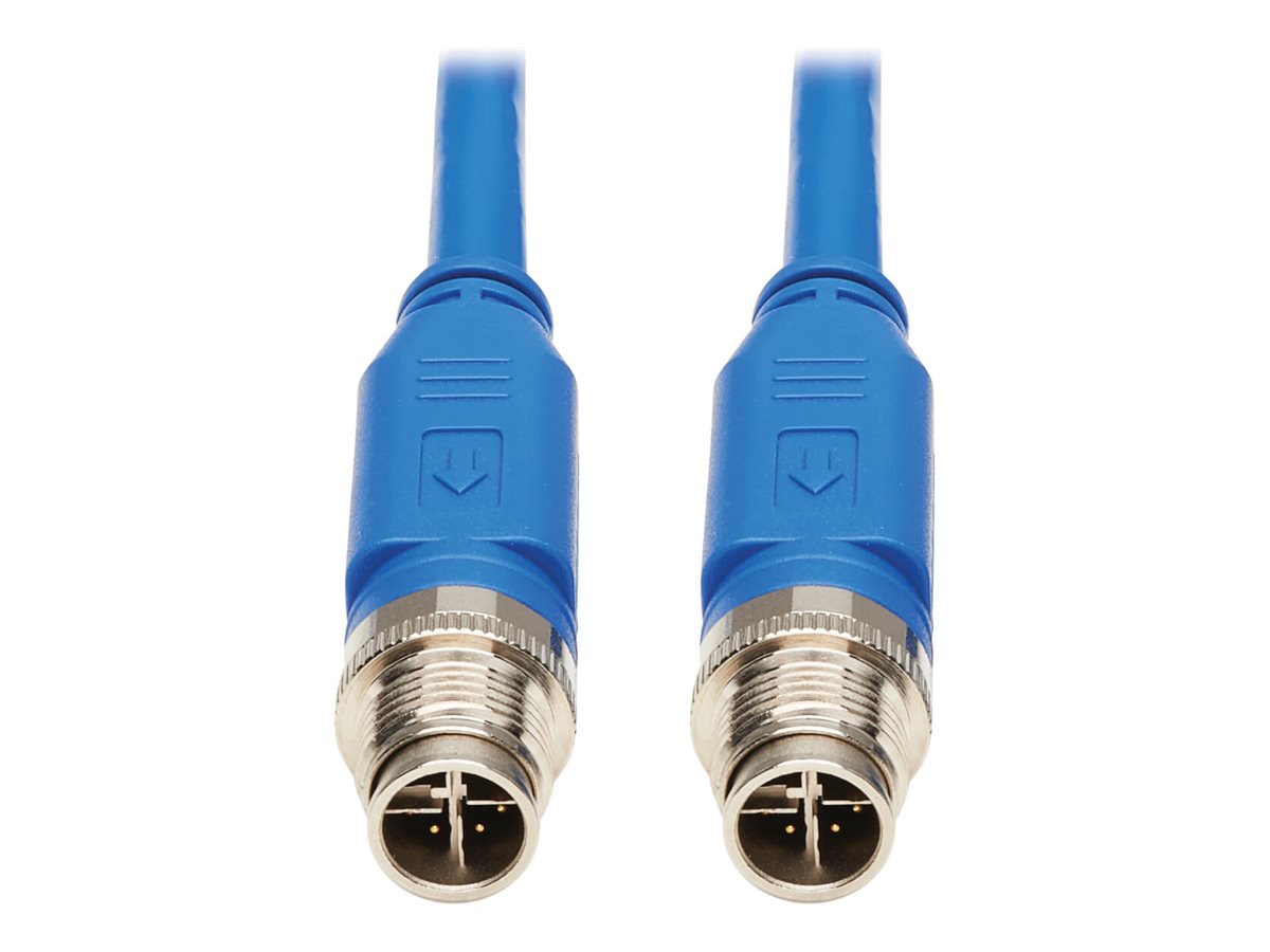 EATON TRIPPLITE M12 X-Code Cat6 1G UTP CMR-LP Ethernet Cable M/M IP68 PoE Blue 5m 16