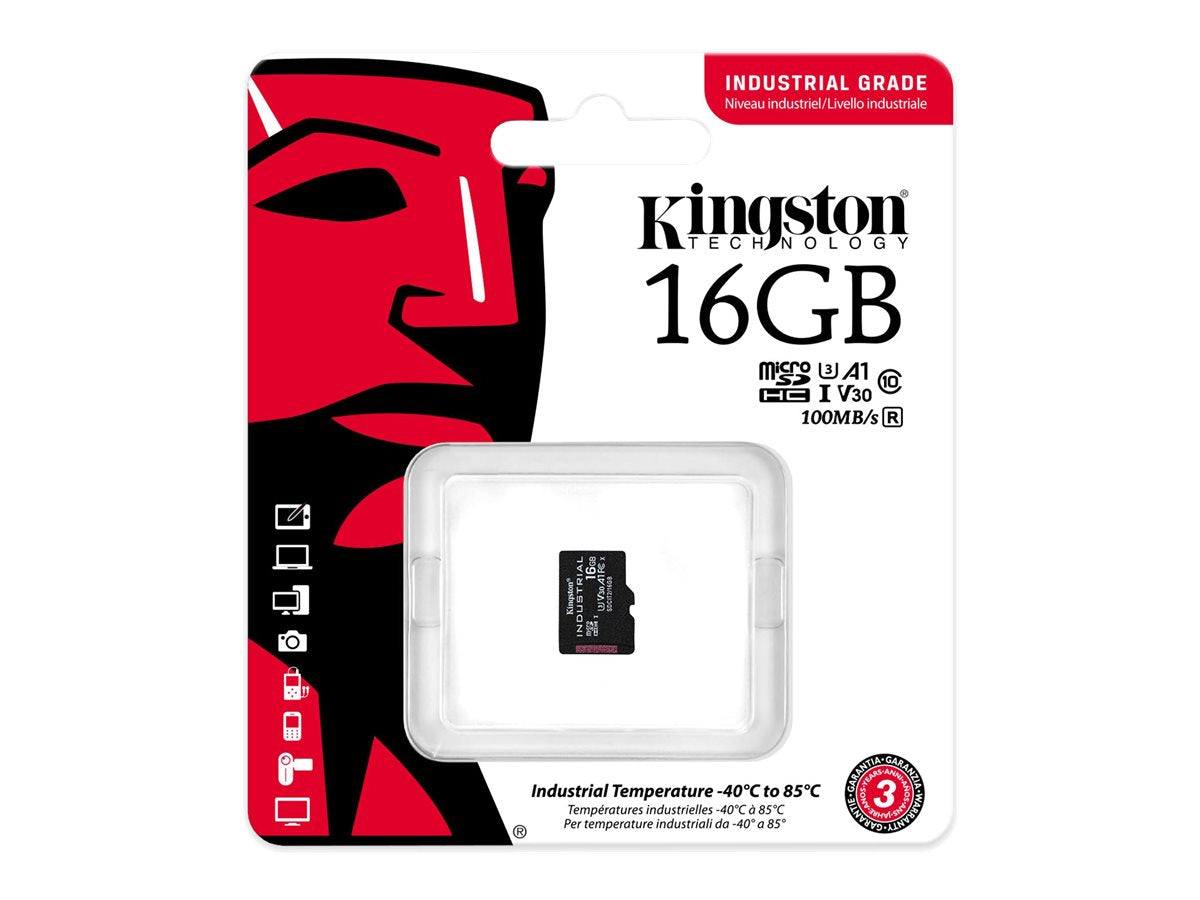KINGSTON 16GB microSDHC Industrial C10 A1 pSLC Card Detailansicht